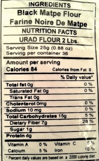 The Nutrition Facts of Swad Urad flour