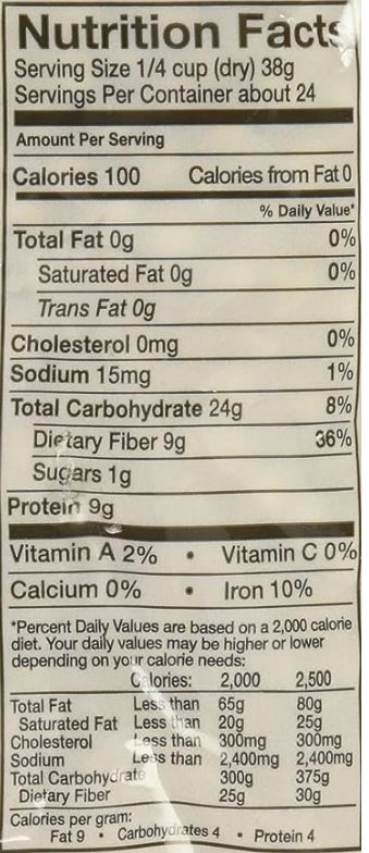 The Nutrition Facts of Swad Vatana White 