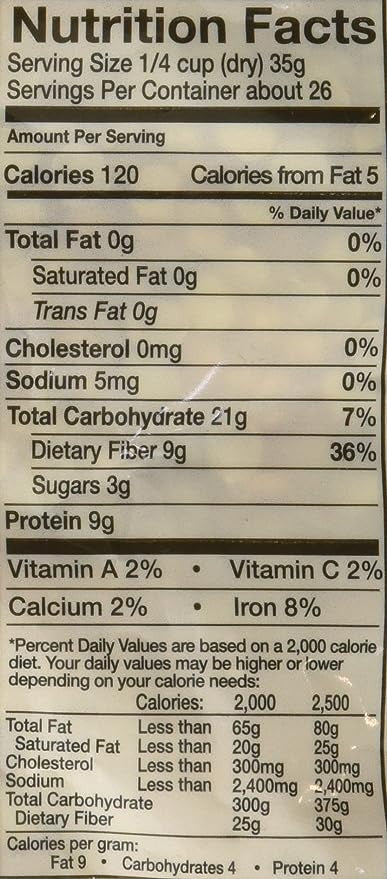 The Nutrition Facts of Swad Yellow Split Peas 