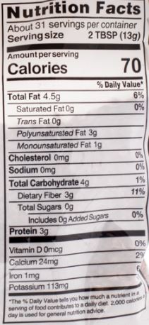 The Nutrition Facts of Swad flex seeds 