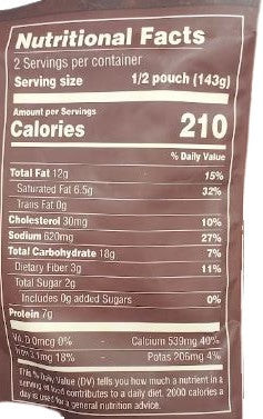 The Nutrition Facts of TATA Raasa Delhi Dal Makhni