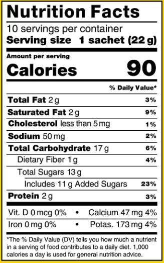 This is the Nutrition of TATA Tea Quick Chai Cardamom (10 pouches).