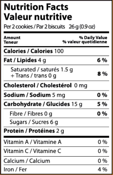 This is the Nutrition of TWI - CRISPY COOKIES - PUNJABI AJWAIN.