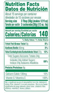 The Nutrition Facts of Tang Orange Powdered Drink Mix