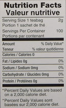 The Nutrition Facts of This is the Nutrition of Tapal Danedar Black Tea (100 T-Bags).