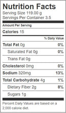The Nutrition Facts of Tasty Joy Young Corn 