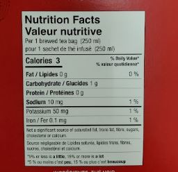 The Nutrition Facts of Tea India Orange Pekoe Black Tea - 216 Bags 