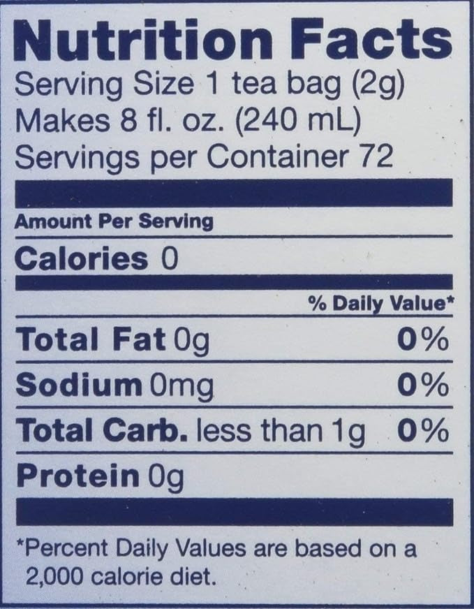 The Nutrition Facts of This is the Nutrition of Tetley Masala  (72 T-Bags)