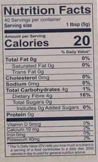 The Nutrition Facts of The Sidhpur Sat-Isabgol