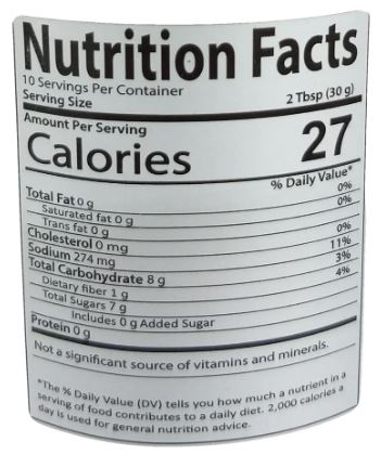 The Nutrition Facts of Tooba Chili Garlic Sauce 