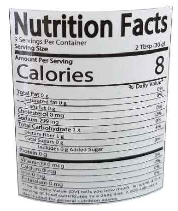 The Nutrition Facts of Tooba Mint & Coriander Chutney 