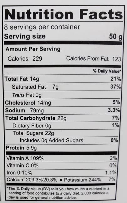 The Nutrition Facts of United King Habshi Coconut Burfee 