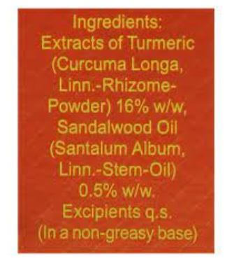 The Nutrition Facts of VICCO Turmeric Skin Cream