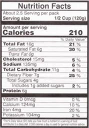 The Nutrition Facts of Vadilal quick Treat Paneer Tikka Masala