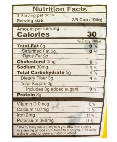 The Nutrition Facts of Vadilal Sarson Mustard Leaves