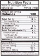 The Nutrition Facts of Vadilal quick Treat Baingan Bharta