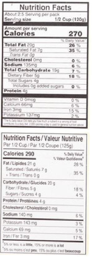 The Nutrition Facts of Vadilal quick Treat Bhindi Masala