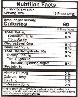 The Nutrition Facts of Vadilal quick Treat Buff Vada
