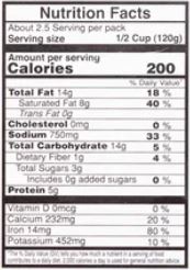 The Nutrition Facts of Vadilal quick Treat Dal Makhni