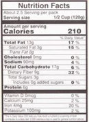 The Nutrition Facts of Vadilal quick Treat Punjabi chhole