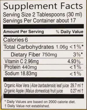 The Nutrition Facts of Vedic Juices Aloe Vera Juice