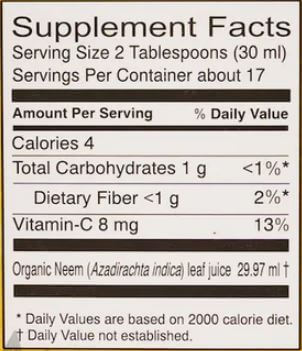 The Nutrition Facts of Vedic Juices Neem Juice