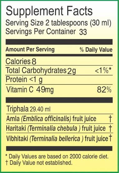 The Nutrition Facts of Vedic Juices Triphala Juice