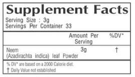 The Nutrition Facts of Vedic Neem Powder