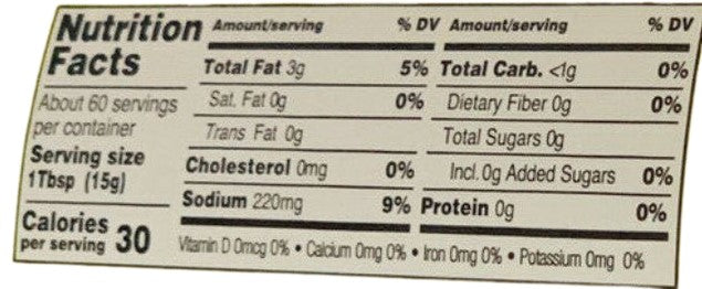 The Nutrition Facts of ZIyad Hot Giardiniera 