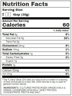 The Nutrition Facts of Zdan Homestyle Labne