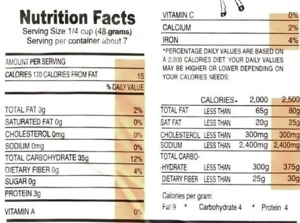 The Nutrition Facts of Zebra Basmati Rice Extra Long Kerna