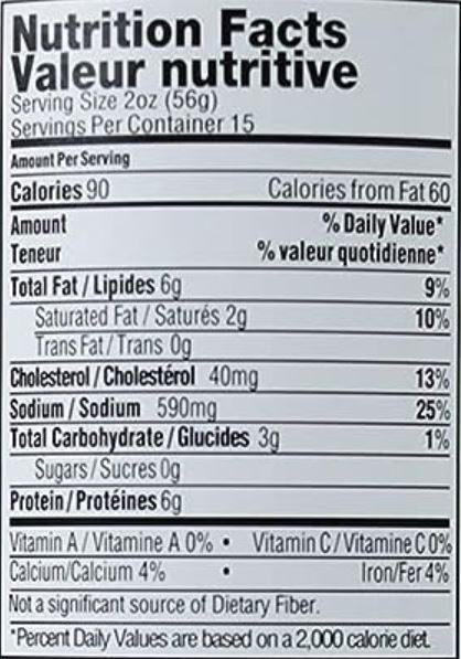The Nutrition Facts of Ziyad Chicken & Beef Luncheon 
