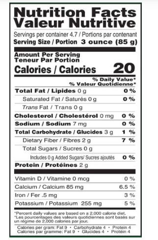The Nutrition Facts of Ziyad Chopped Molokhiya