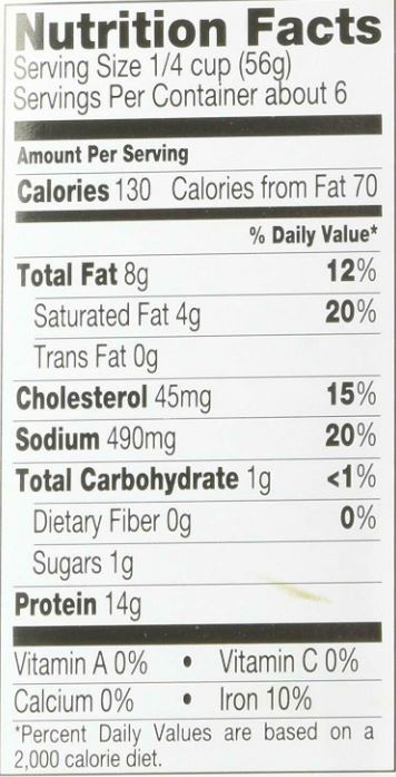 The Nutrition Facts of Ziyad Corned Beef 