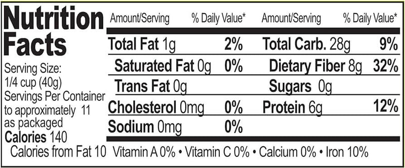 The Nutrition Facts of Ziyad Cracked Wheat Coarse