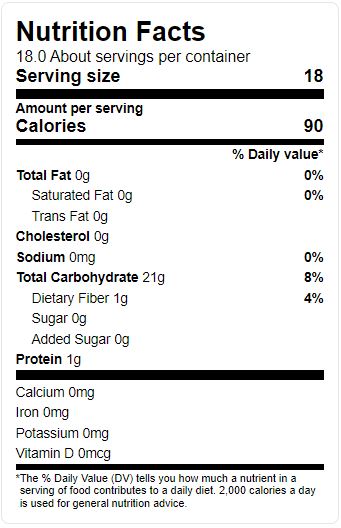 The Nutrition Facts of Ziyad Custard Powder 