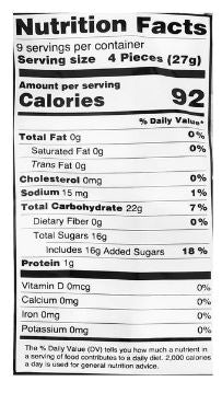 The Nutrition Facts of Ziyad Halal Fruit Flavored Marshmallows