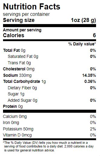 The Nutrition Facts of Ziyad  Hot Pickled Pepper 
