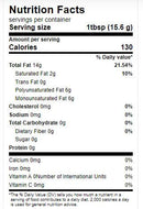 The Nutrition Facts of Ziyad Natural Sesame Oil