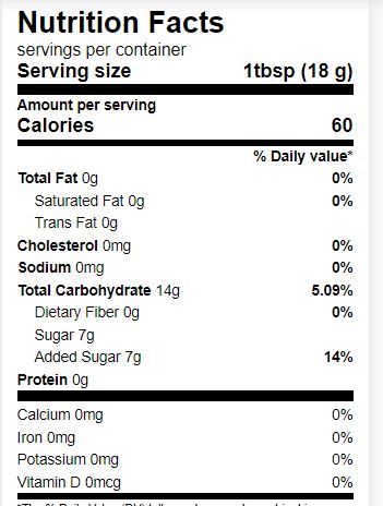 The Nutrition Facts of Ziyad  Pomegranate Sauce 