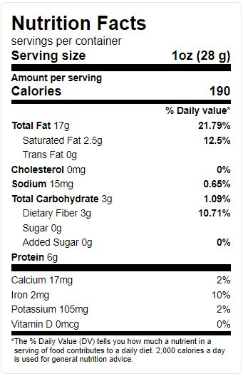 This is the Nutrition of Ziyad Sesame Seeds