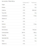 This is the Nutrition of Ziyad  Sirop Sans Sucre.