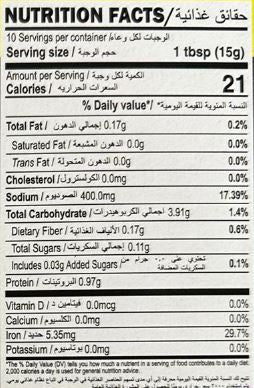 The Nutrition Facts of Aachi Lemon Rice Powder 