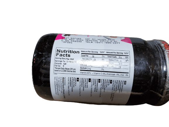 The Nutrition Facts of Ahmed Rose Petal Spread 