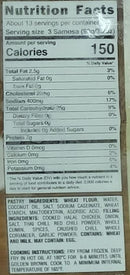 The Nutrition Facts of Al Safa Chicken Samosa (Hand Made)  Box 