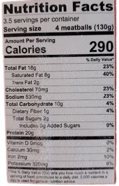 The Nutrition Facts of Al Safa Veal Kofta (Veal Meatballs) 
