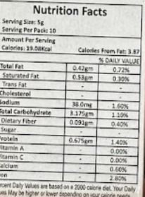 The Nutrition Facts of Century Sekuwa Masala 