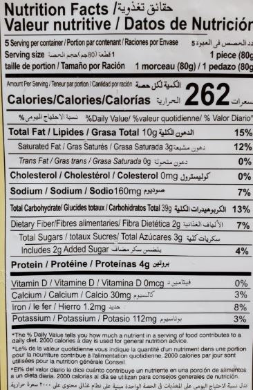 The Nutrition Facts of Doughstory Plain Paratha (5pcs) 