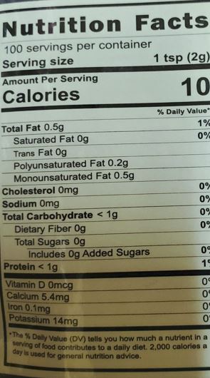 The Nutrition Facts of Jiva Organic Mustard Seeds 