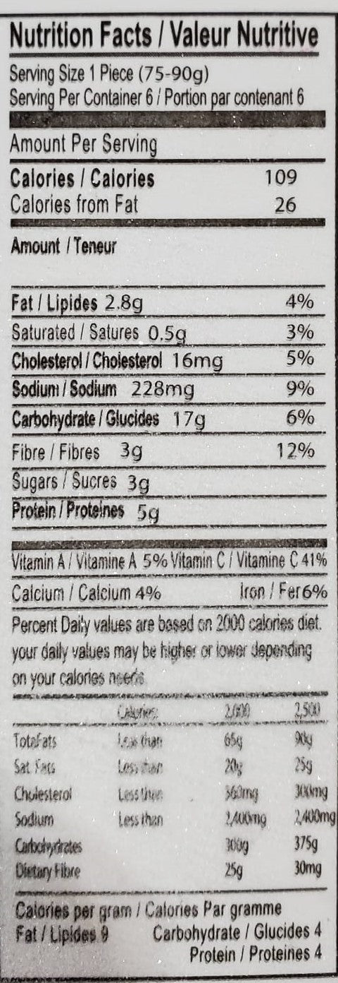 The Nutrition Facts of Karachi Delight Bun Kabab (From Burns Road) 